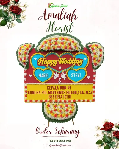 Karangan Papan Bunga Pernikahan di Anjatan